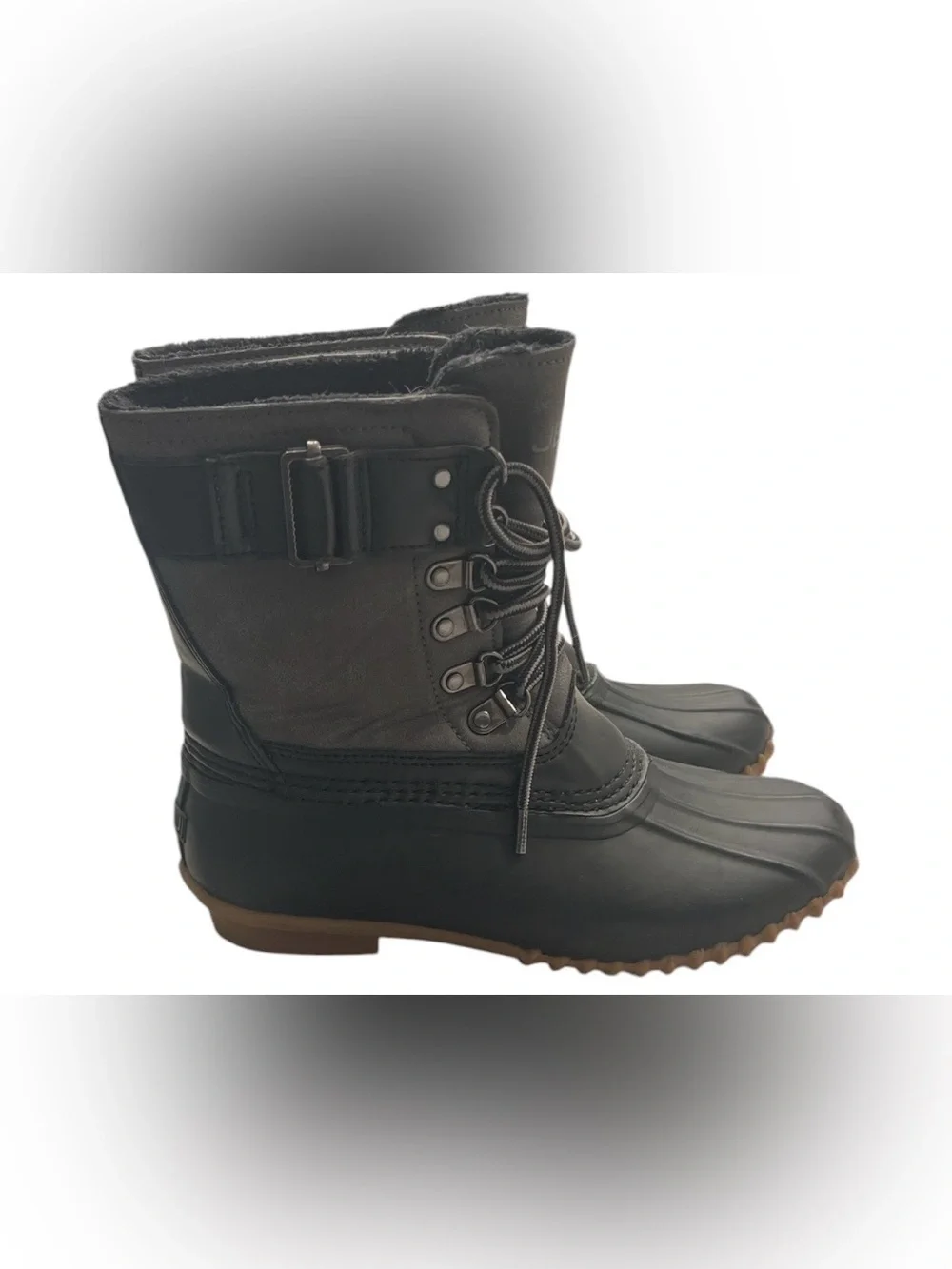 JBU Nova Scotia Duck Boots - Women's Size 6.5M - Black/Gray - Faux Fur Lined